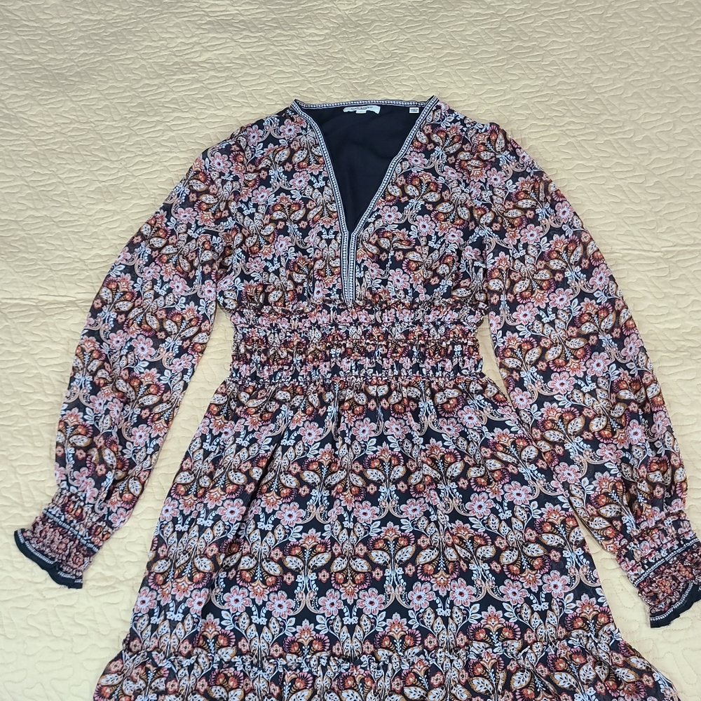 Max Studio Floral Ruffled long sleeve tiered midi dress size S - Picture 5 of 9